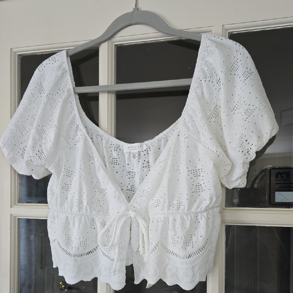 Kurious White Eyelet Crop Top